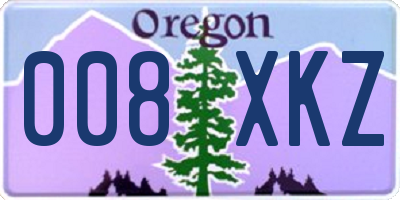 OR license plate 008XKZ