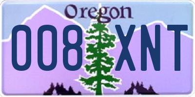 OR license plate 008XNT
