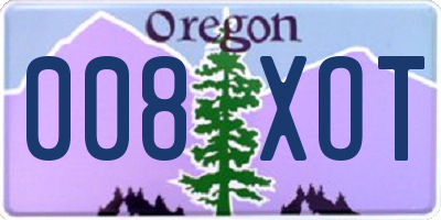 OR license plate 008XOT