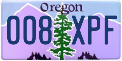 OR license plate 008XPF