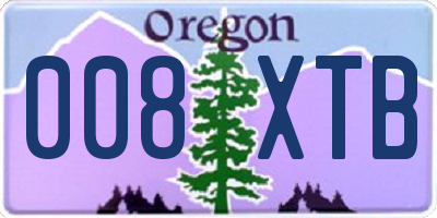 OR license plate 008XTB