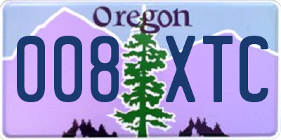 OR license plate 008XTC