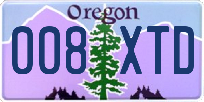 OR license plate 008XTD