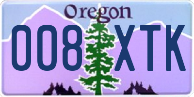 OR license plate 008XTK