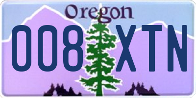 OR license plate 008XTN