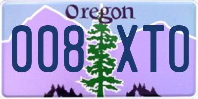 OR license plate 008XTO