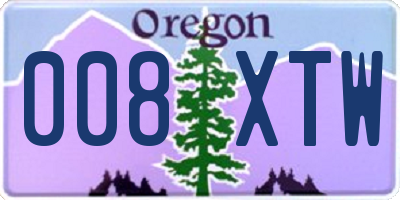 OR license plate 008XTW