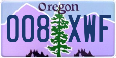 OR license plate 008XWF