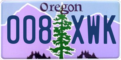 OR license plate 008XWK