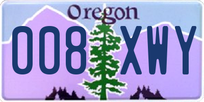 OR license plate 008XWY