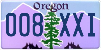 OR license plate 008XXI