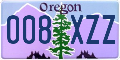 OR license plate 008XZZ