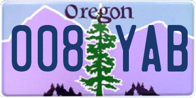 OR license plate 008YAB