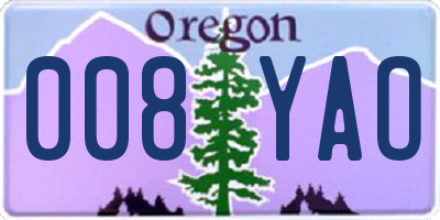 OR license plate 008YAO