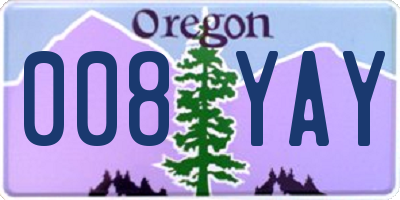 OR license plate 008YAY