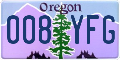 OR license plate 008YFG