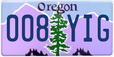 OR license plate 008YIG