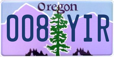 OR license plate 008YIR