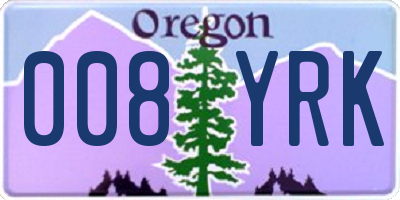 OR license plate 008YRK