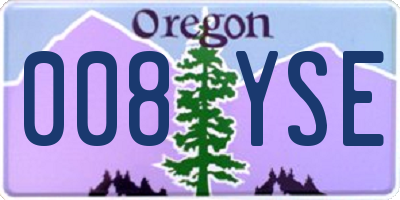 OR license plate 008YSE