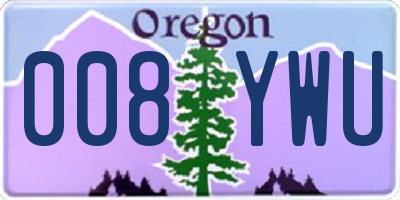 OR license plate 008YWU