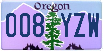 OR license plate 008YZW