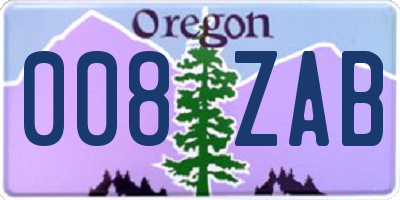 OR license plate 008ZAB