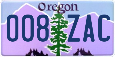 OR license plate 008ZAC