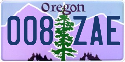 OR license plate 008ZAE