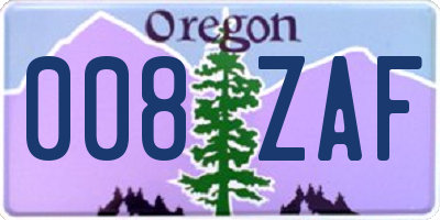 OR license plate 008ZAF