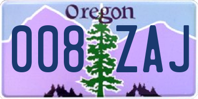 OR license plate 008ZAJ