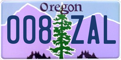 OR license plate 008ZAL