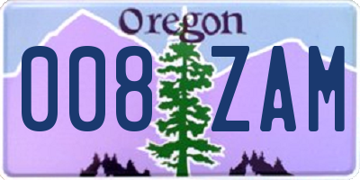 OR license plate 008ZAM