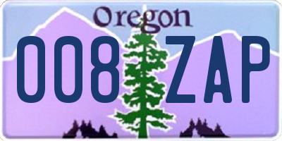 OR license plate 008ZAP