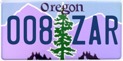 OR license plate 008ZAR