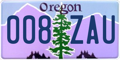 OR license plate 008ZAU