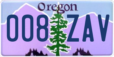 OR license plate 008ZAV