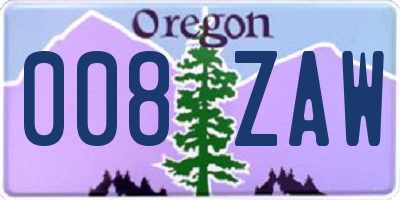 OR license plate 008ZAW