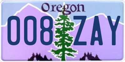 OR license plate 008ZAY