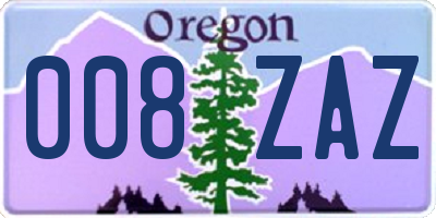 OR license plate 008ZAZ