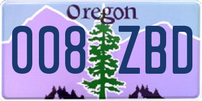 OR license plate 008ZBD