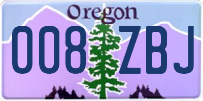 OR license plate 008ZBJ