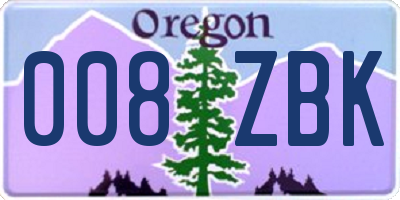 OR license plate 008ZBK