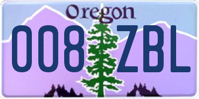 OR license plate 008ZBL