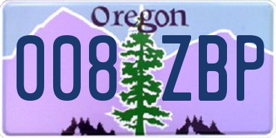 OR license plate 008ZBP