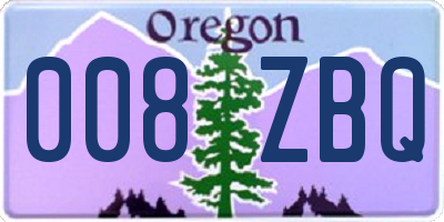 OR license plate 008ZBQ
