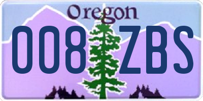 OR license plate 008ZBS