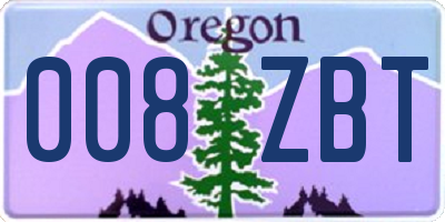 OR license plate 008ZBT