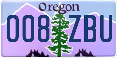 OR license plate 008ZBU