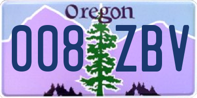 OR license plate 008ZBV